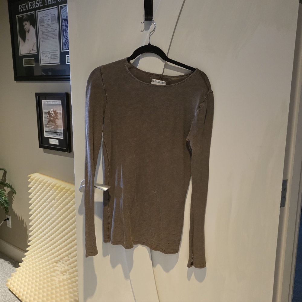 We The Free Tan Crew Neck Sweater